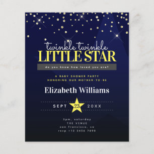 Prospectus 11,4 Cm X 14,2 Cm Invitation du Baby shower Little Star Twinkle budg