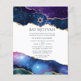 Prospectus 11,4 Cm X 14,2 Cm Invitation du Bat mitzvah d'Agate Galaxy