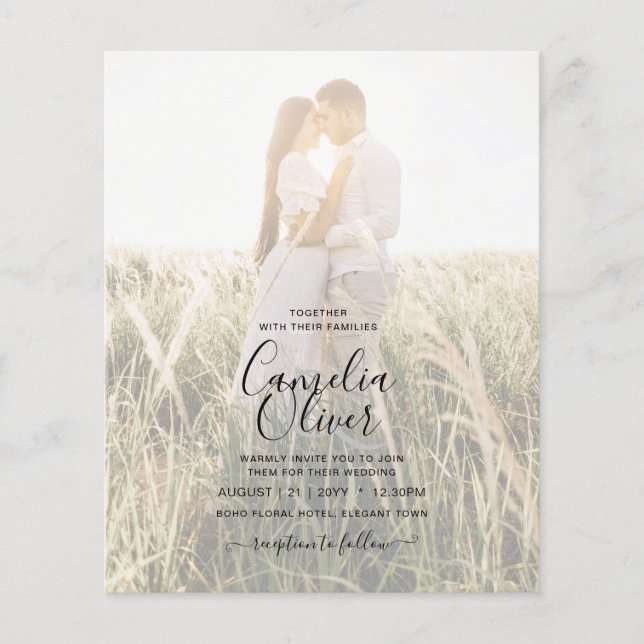 Prospectus 11,4 Cm X 14,2 Cm Invitation du Mariage du budget (Devant)