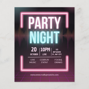 Prospectus 11,4 Cm X 14,2 Cm Invitation du Music Party, Circulaire nocturne de 