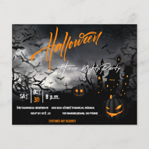 Prospectus 11,4 Cm X 14,2 Cm Invitation du parti Halloween Citrouille noir