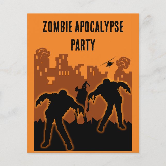 Prospectus 11,4 Cm X 14,2 Cm Invitation du parti Zombie Apocalypse (Devant)