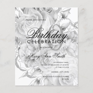Prospectus 11,4 Cm X 14,2 Cm Invitation élégante pour les 40 ans avec fleurs ar