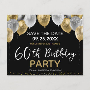 Prospectus 11,4 Cm X 14,2 Cm Invitation Enregistrer la date pour les 60 ans