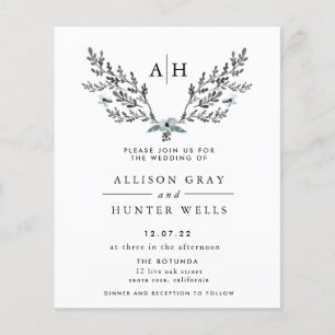 Prospectus 11,4 Cm X 14,2 Cm Invitation Frosty Winter Wedding   Flyer budgétair