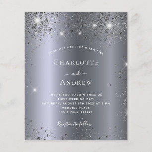 Prospectus 11,4 Cm X 14,2 Cm Invitation mariage argent pailleté glamour budget