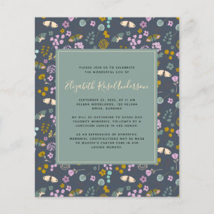 Prospectus 11,4 Cm X 14,2 Cm Invitation mémorial sur papier   Bleu fleur sauvag