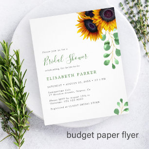 Prospectus 11,4 Cm X 14,2 Cm Invitation nuptiale de tournesol budget eucalyptus