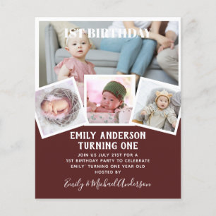Prospectus 11,4 Cm X 14,2 Cm INVITATION ou REMERCIEMENTS photo 1er anniversaire