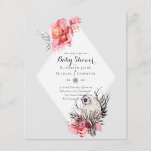 Prospectus 11,4 Cm X 14,2 Cm Invitation pour Baby Shower de chouette effraie à 