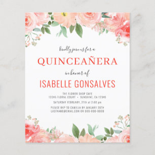Prospectus 11,4 Cm X 14,2 Cm Invitation pour les 15 ans de la QUINCEAÑERA à pri