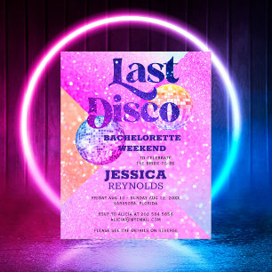 Prospectus 11,4 Cm X 14,2 Cm Invitation pour un weekend de bachelorette Disco à