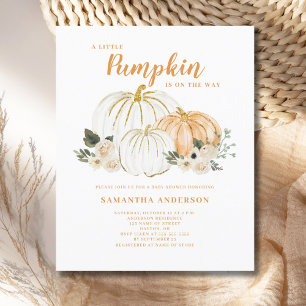 Prospectus 11,4 Cm X 14,2 Cm Invitation pour une Baby Shower Little Pumpkin Bud