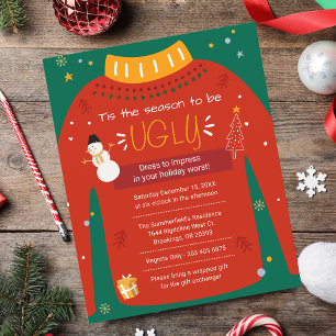 Prospectus 11,4 Cm X 14,2 Cm Invitation Pull à Noël pour la Soirée de Noël Ugly