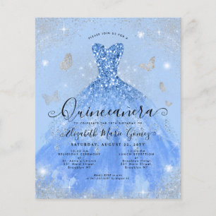 Prospectus 11,4 Cm X 14,2 Cm Invitation Quinceanera bleu bleu Dusty pas cher