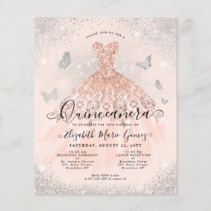 Prospectus 11,4 Cm X 14,2 Cm Invitation Quinceanera rose rose rose bon marché g