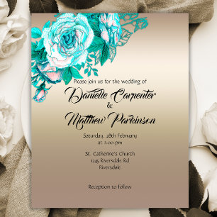 Prospectus 11,4 Cm X 14,2 Cm Invitation Rose Gold et Turquoise abordable
