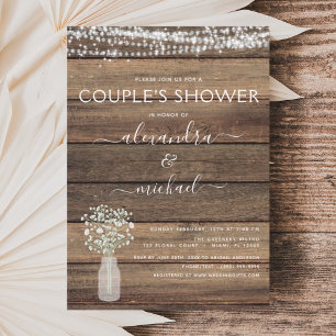 Prospectus 11,4 Cm X 14,2 Cm Invitation rustique de la douche de Couple budget