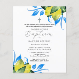 Prospectus 11,4 Cm X 14,2 Cm Invitations au baptême budgétaire Citrons religieu