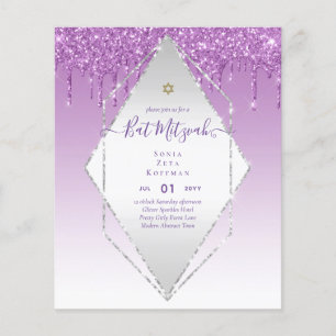 Prospectus 11,4 Cm X 14,2 Cm Invitations BAT MITZVAH brillants Parties scintill
