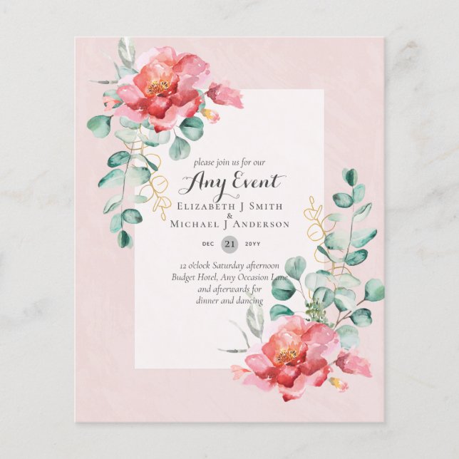 Prospectus 11,4 Cm X 14,2 Cm INVITATIONS BUDGÉTAIRES - TOUT ÉVÉNEMENT - Double  (Devant)