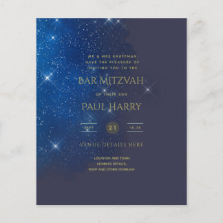 Prospectus 11,4 Cm X 14,2 Cm Invitations de Bat mitzvah Starry Night Blue Bar