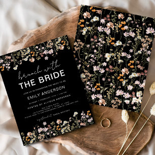 Prospectus 11,4 Cm X 14,2 Cm Invitations de Brunch Fleur sauvage noir
