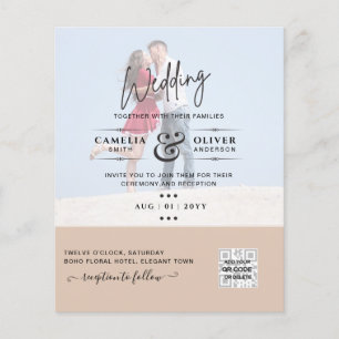 PROSPECTUS 11,4 CM X 14,2 CM INVITATIONS DE MARIAGE À CODE QR À BALAYAGE POUR P
