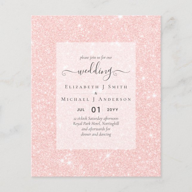 Prospectus 11,4 Cm X 14,2 Cm INVITATIONS DE MARIAGE BUDGÉTAIRE - Script minimal (Devant)