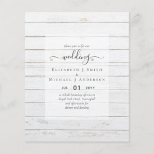 Prospectus 11,4 Cm X 14,2 Cm INVITATIONS DE MARIAGE BUDGÉTAIRE - Script minimal