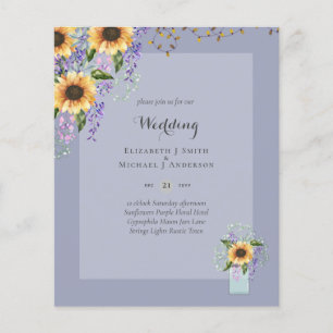 Prospectus 11,4 Cm X 14,2 Cm INVITATIONS DE MARIAGE BUDGÉTAIRE - Tournesols rus