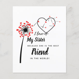 Prospectus 11,4 Cm X 14,2 Cm J'aime ma SŒUR - Cadeau Personnalisé Meilleure Ami