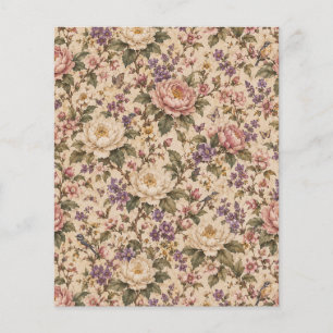 Prospectus 11,4 Cm X 14,2 Cm Jardin de roses botaniques vintage et motif papill