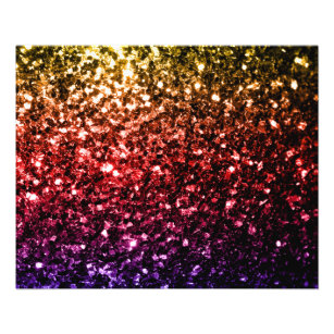 Prospectus 11,4 Cm X 14,2 Cm Jaune arc-en-ciel rouge violet faux parties scinti