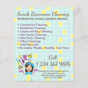 Prospectus 11,4 Cm X 14,2 Cm Jaune Bleu Maison Nettoyage Janitorial Gloved Apro