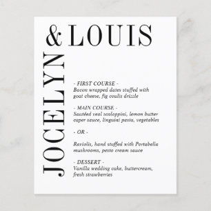 Prospectus 11,4 Cm X 14,2 Cm Jocelyn Black and White Modern Mariage Menu
