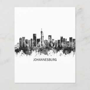 Prospectus 11,4 Cm X 14,2 Cm Johannesburg Afrique du Sud Skyline BW