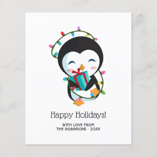 Prospectus 11,4 Cm X 14,2 Cm Jolie photo de pingouin de Noël Joyeuses Fêtes