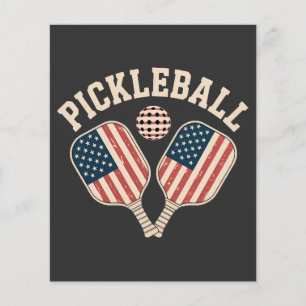Prospectus 11,4 Cm X 14,2 Cm Joueur de pickleball avec drapeau américain
