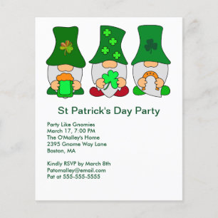 Prospectus 11,4 Cm X 14,2 Cm Jour de la Saint Patrick Party Gnomes Carré Invita