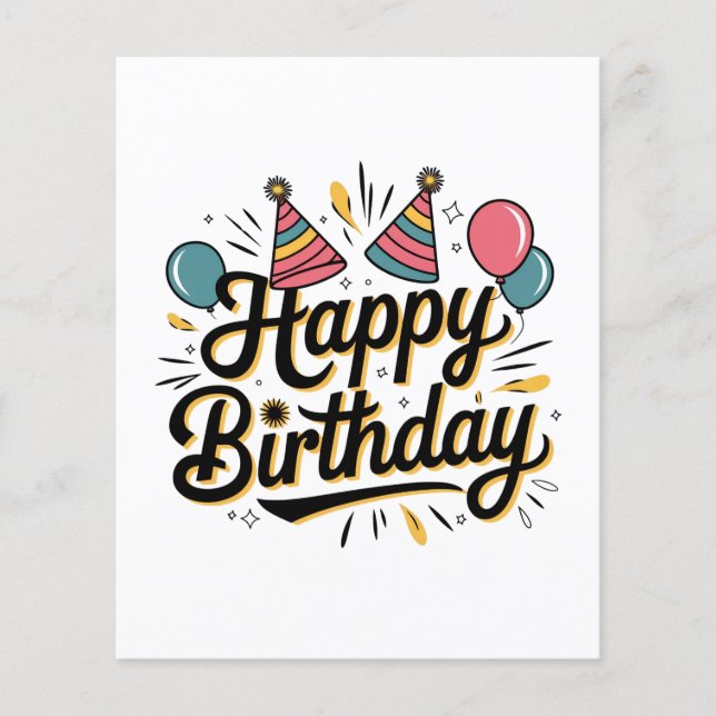 Prospectus 11,4 Cm X 14,2 Cm Joyeux Anniversaire Festif (Devant)