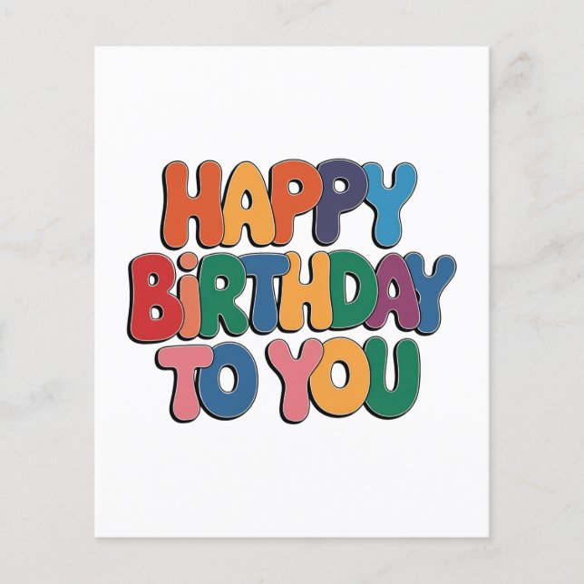 Prospectus 11,4 Cm X 14,2 Cm Joyeux anniversaire rétro (Devant)