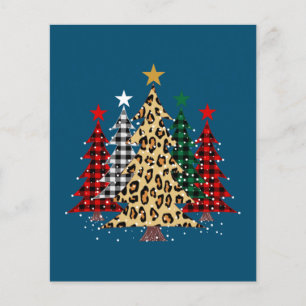 Prospectus 11,4 Cm X 14,2 Cm Joyeux arbres de Noël avec Buffalo Plaid & Leopard