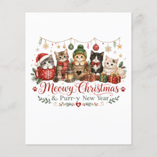 Prospectus 11,4 Cm X 14,2 Cm Joyeux Noël miaou et Bonne Année ronron