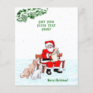 Prospectus 11,4 Cm X 14,2 Cm Joyeux Noël! Père Noël avec chat et chien