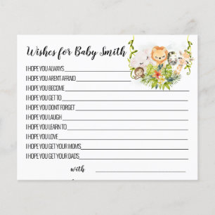 Prospectus 11,4 Cm X 14,2 Cm Jungle Animaux Voeux pour carte Baby shower