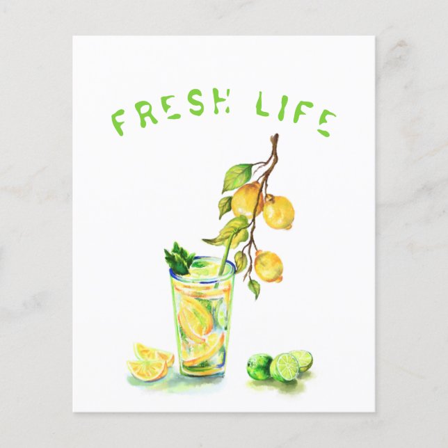 Prospectus 11,4 Cm X 14,2 Cm Jus de citron frais Boisson fraîche Limonade Fête  (Devant)
