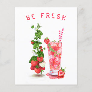Prospectus 11,4 Cm X 14,2 Cm Jus de fraise frais Boisson Cool - Fruits d'été