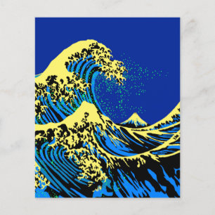 Prospectus 11,4 Cm X 14,2 Cm La grande vague Hokusai en style pop art