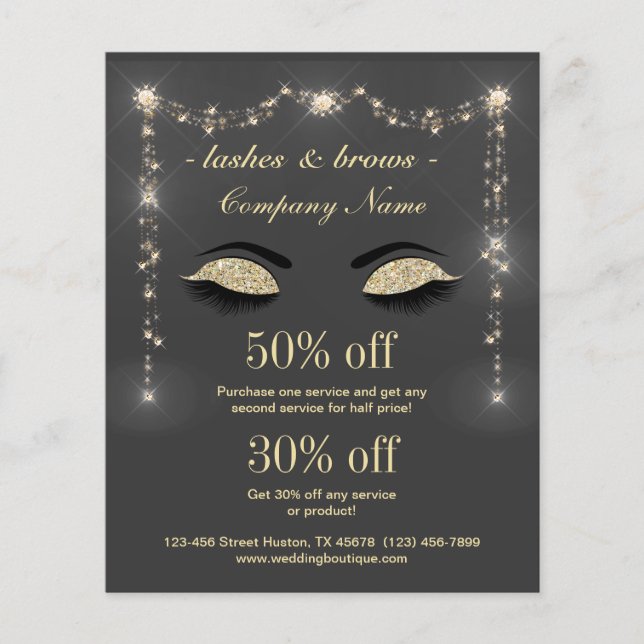 Prospectus 11,4 Cm X 14,2 Cm Lashes entreprise personnalisée prospectus (Devant)
